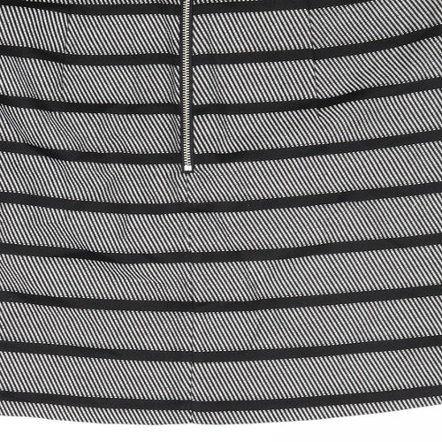Oasis Womens Black Striped Polyester A-Line Skirt Size 14 Zip