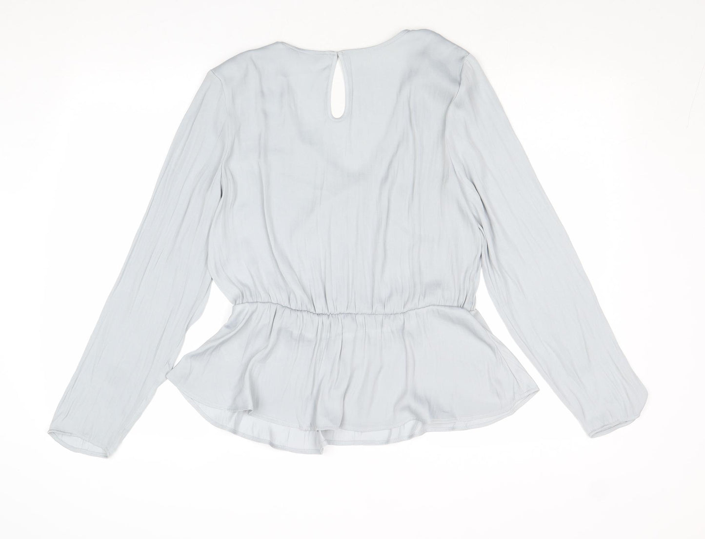 Marks and Spencer Womens Grey Polyester Basic Blouse Size 12 V-Neck