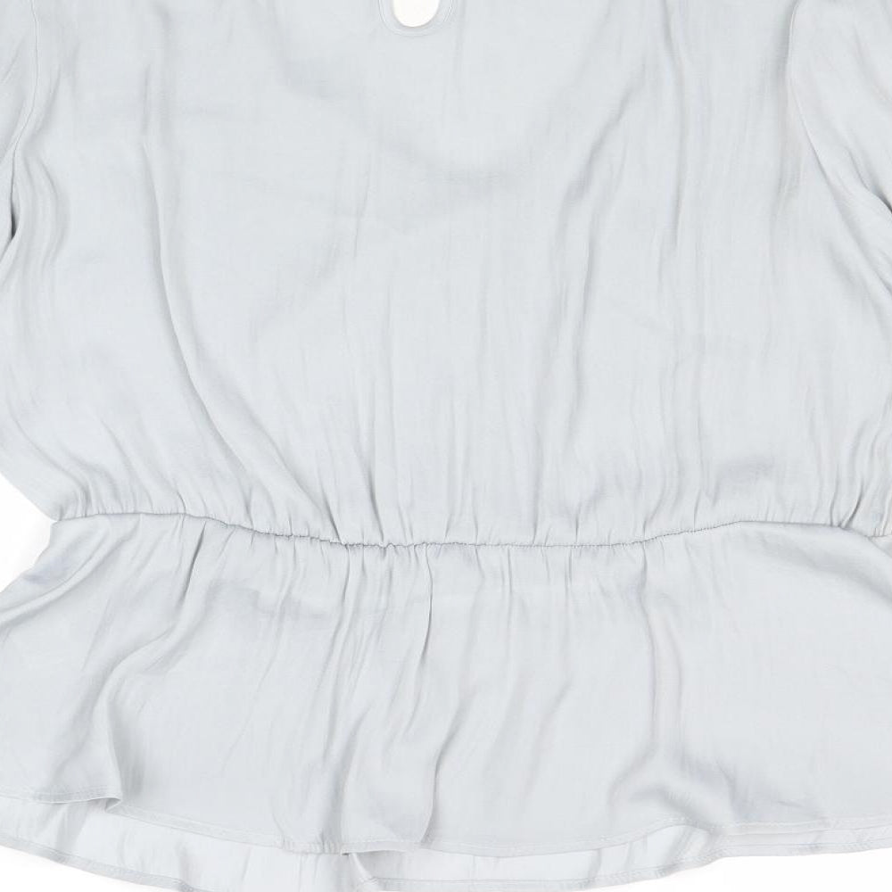 Marks and Spencer Womens Grey Polyester Basic Blouse Size 12 V-Neck