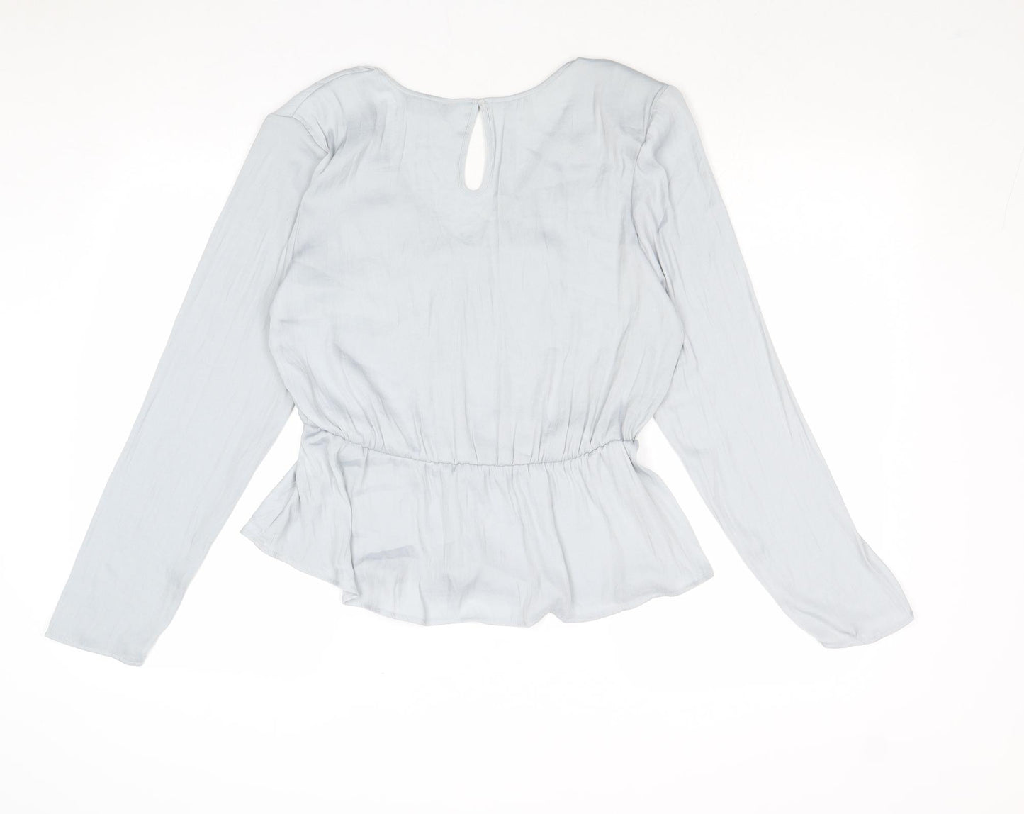 Marks and Spencer Womens Grey Polyester Basic Blouse Size 10 V-Neck
