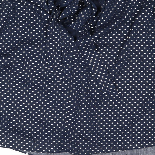 Marks and Spencer Womens Blue Polka Dot Polyester Basic Blouse Size 14 V-Neck