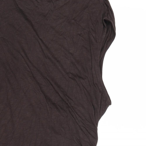 Marks and Spencer Womens Brown Modal Basic T-Shirt Size 18 V-Neck