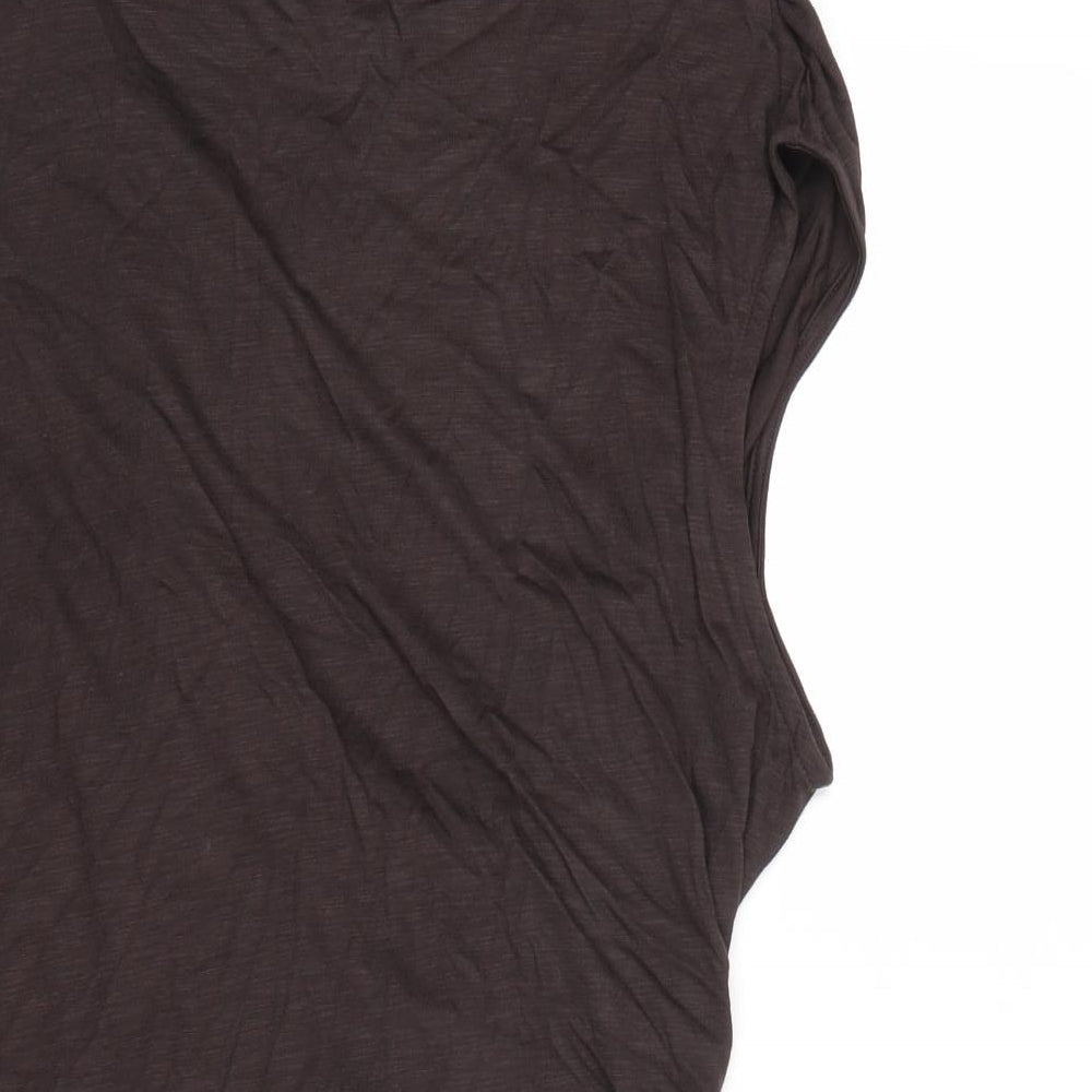 Marks and Spencer Womens Brown Modal Basic T-Shirt Size 18 V-Neck