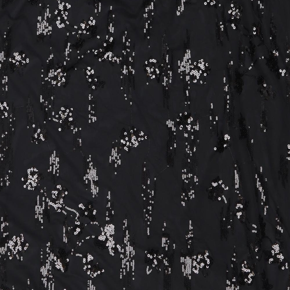 Marks and Spencer Womens Black Geometric Polyester A-Line Skirt Size 24
