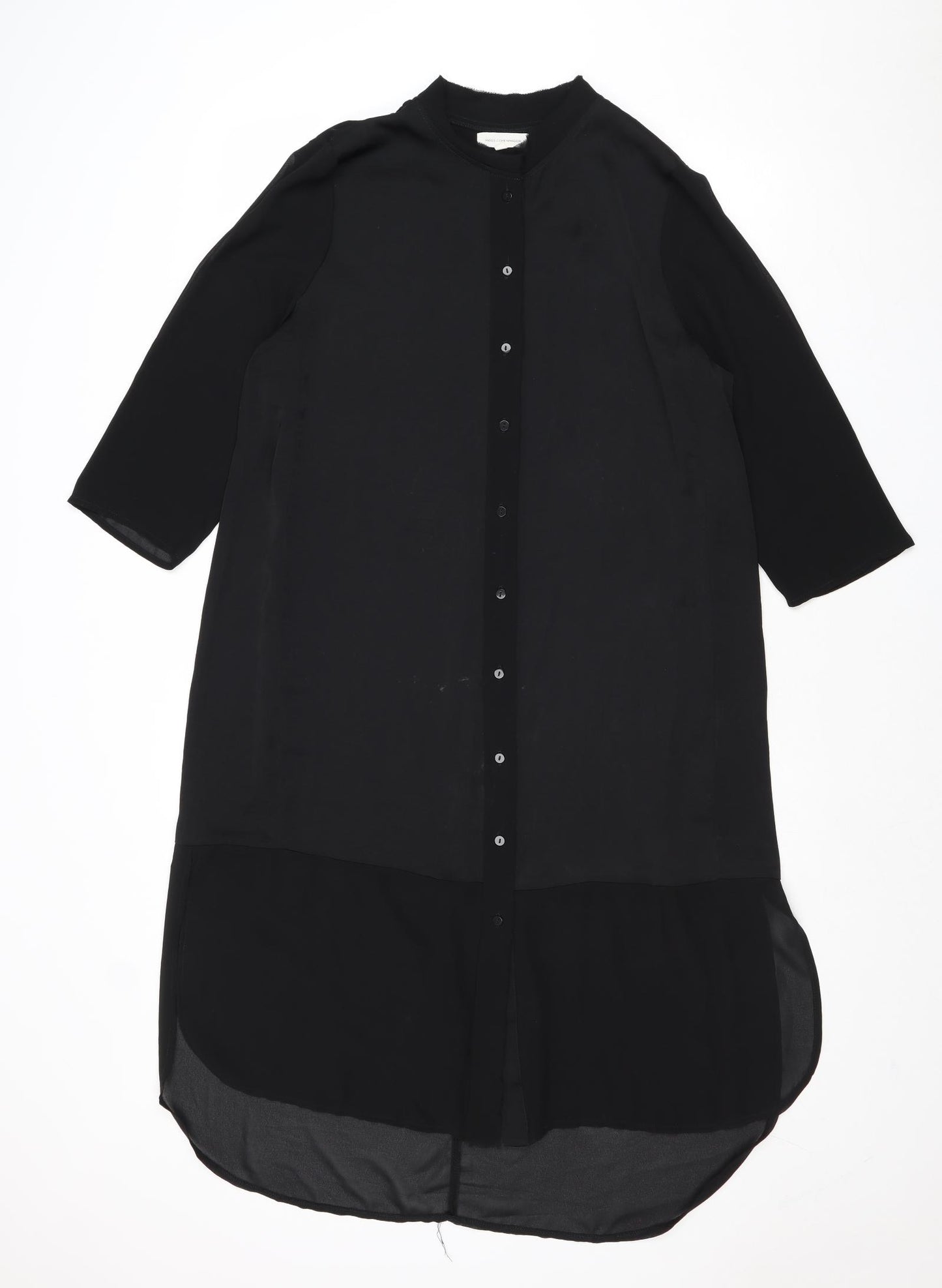 Moss Copenhagen Womens Black Polyester Shirt Dress Size M Round Neck Button