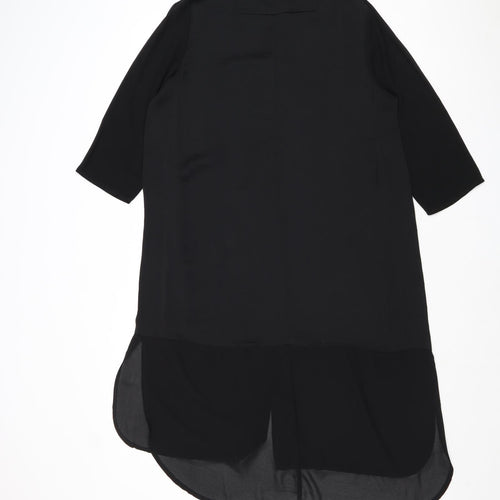 Moss Copenhagen Womens Black Polyester Shirt Dress Size M Round Neck Button