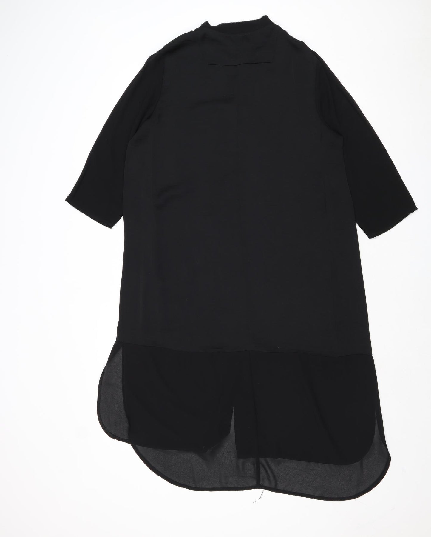 Moss Copenhagen Womens Black Polyester Shirt Dress Size M Round Neck Button