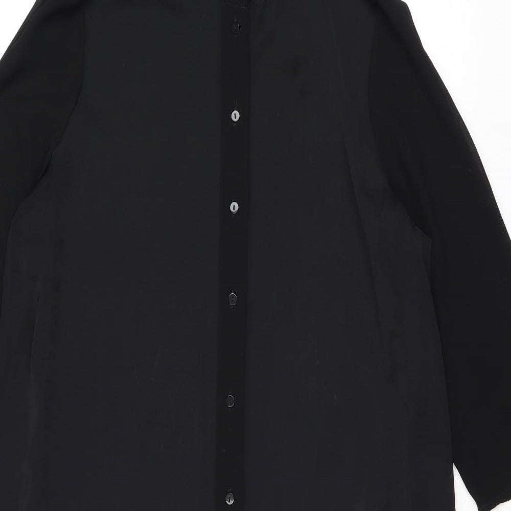 Moss Copenhagen Womens Black Polyester Shirt Dress Size M Round Neck Button
