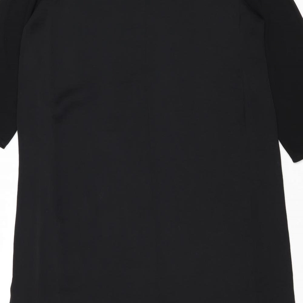 Moss Copenhagen Womens Black Polyester Shirt Dress Size M Round Neck Button
