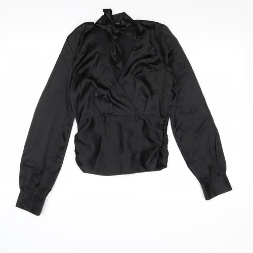 I SAW IT FIRST Womens Black Polyester Basic Blouse Size 8 V-Neck