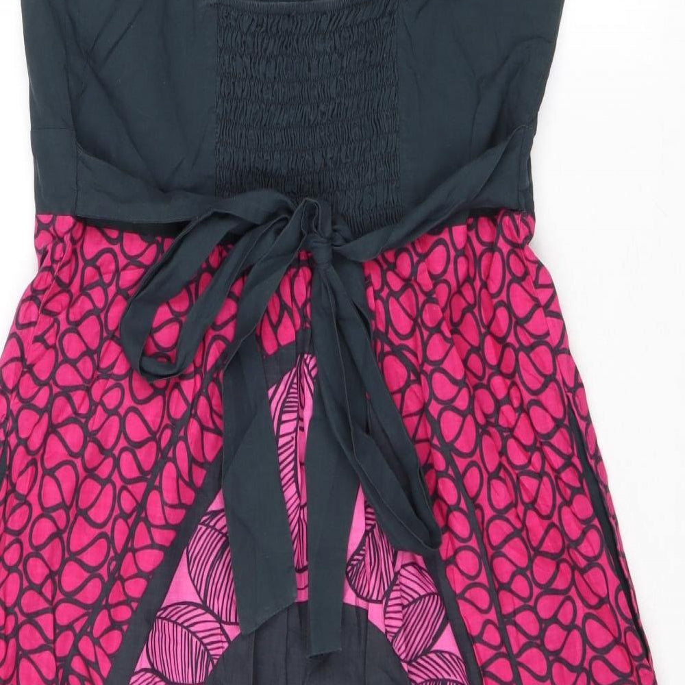 Marks and Spencer Womens Multicoloured Geometric Cotton Slip Dress Size 14 V-Neck Pullover