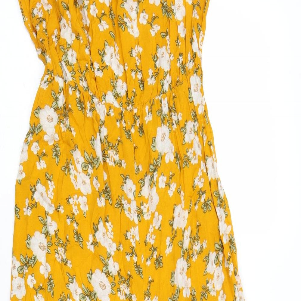 Glamourous Womens Yellow Floral Viscose Jumpsuit One-Piece Size S Pullover