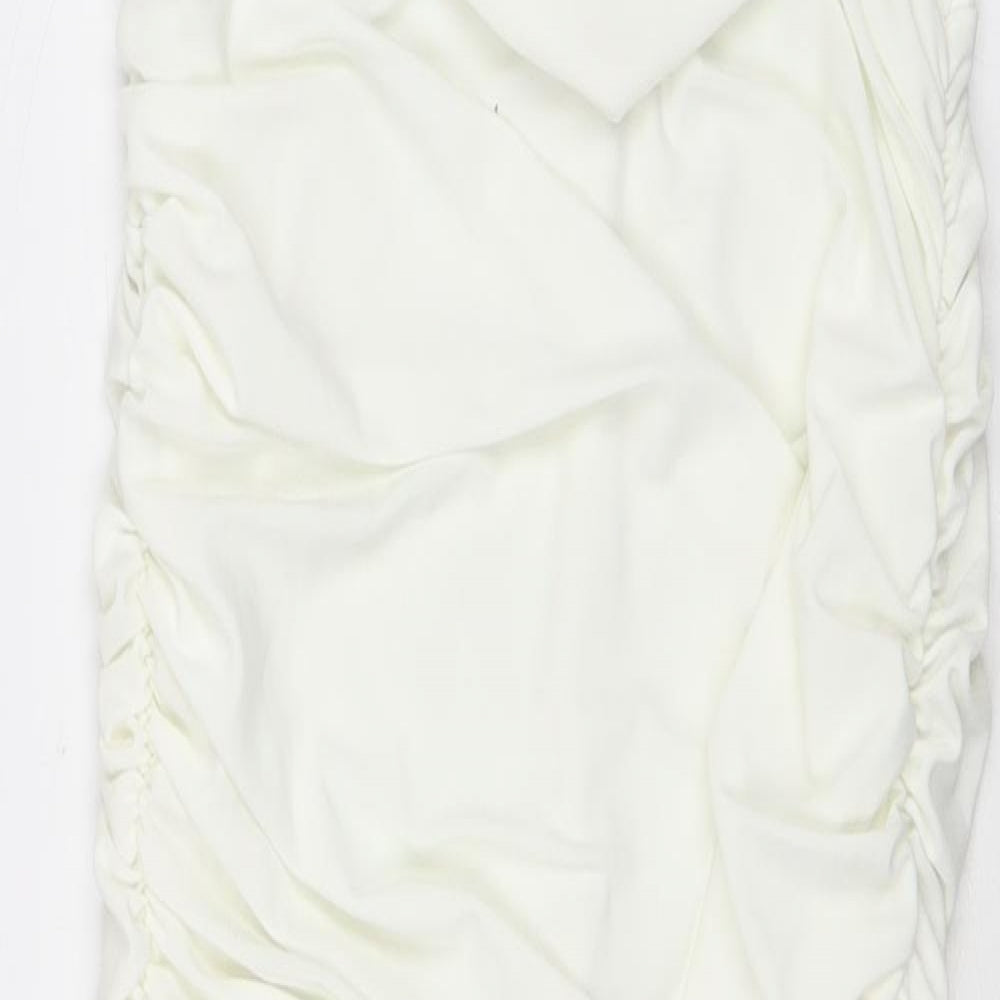 Club London Womens White Polyester Bodycon Size 10 Off the Shoulder Pullover