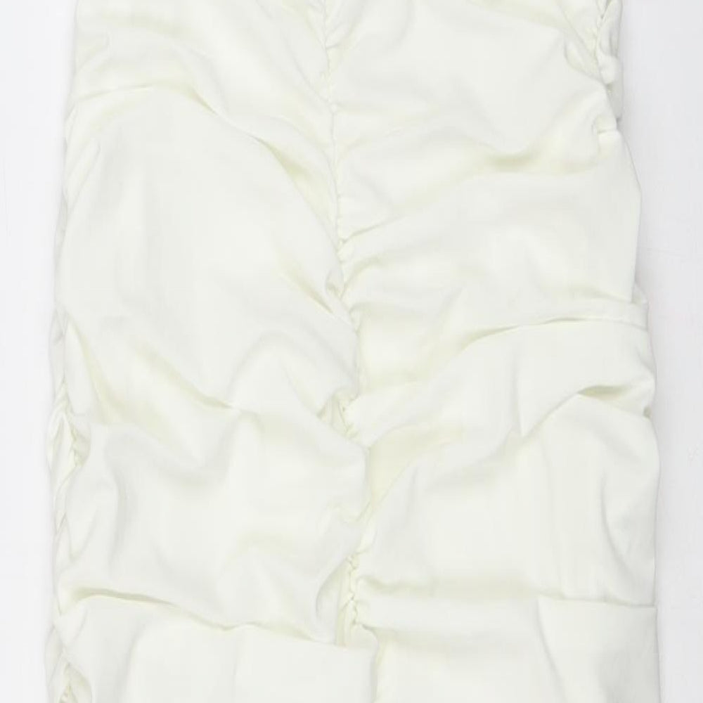 Club London Womens White Polyester Bodycon Size 10 Off the Shoulder Pullover