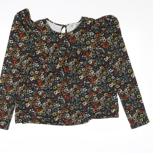 Warehouse Womens Multicoloured Floral Polyester Basic T-Shirt Size 14 Round Neck