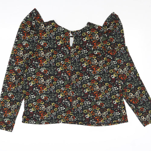 Warehouse Womens Multicoloured Floral Polyester Basic T-Shirt Size 14 Round Neck