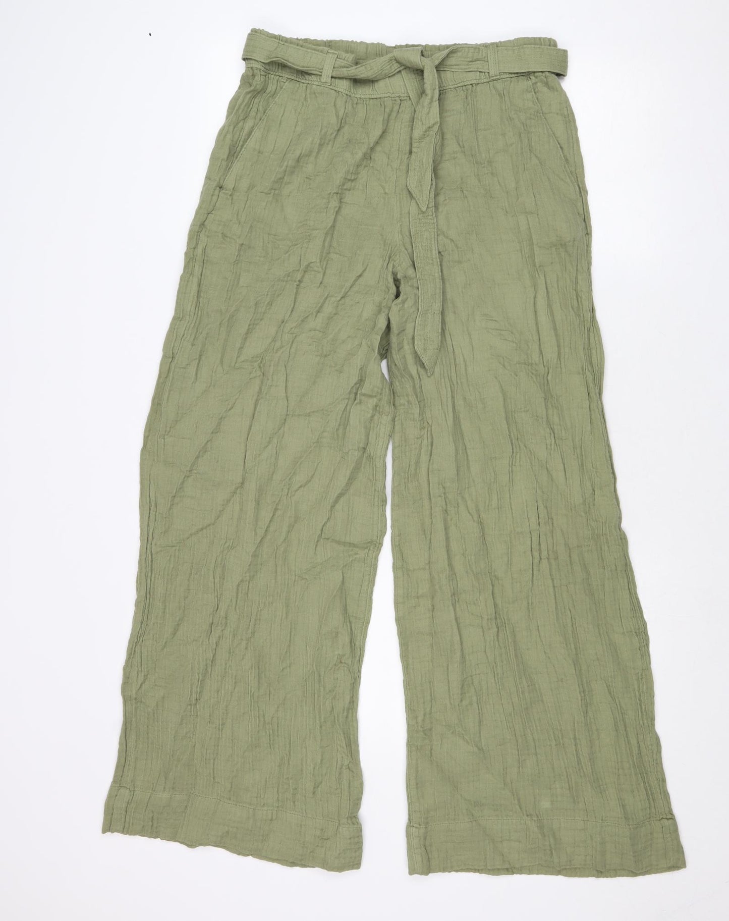Per Una Womens Green Cotton Trousers Size 12 Regular