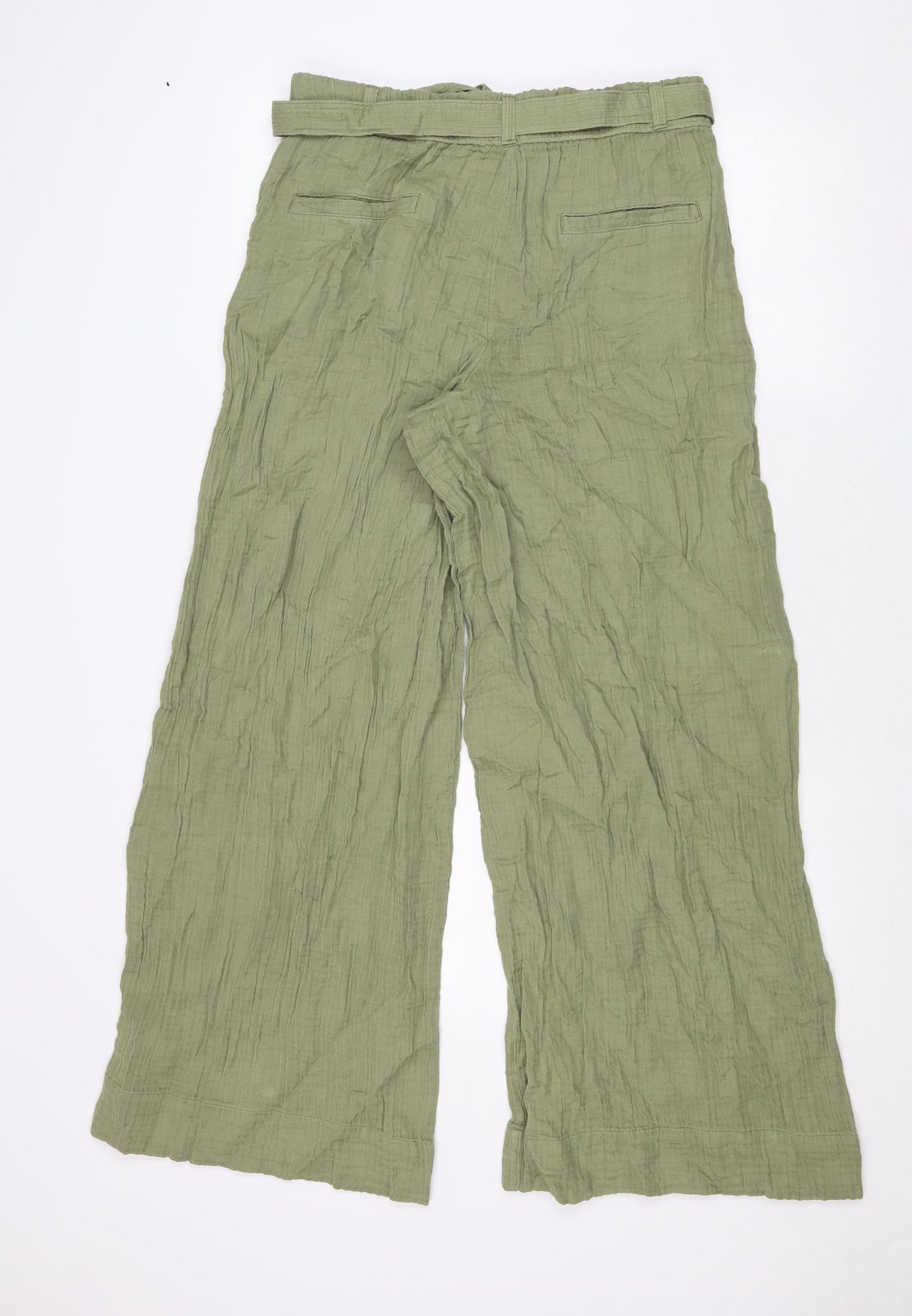 Per Una Womens Green Cotton Trousers Size 12 Regular