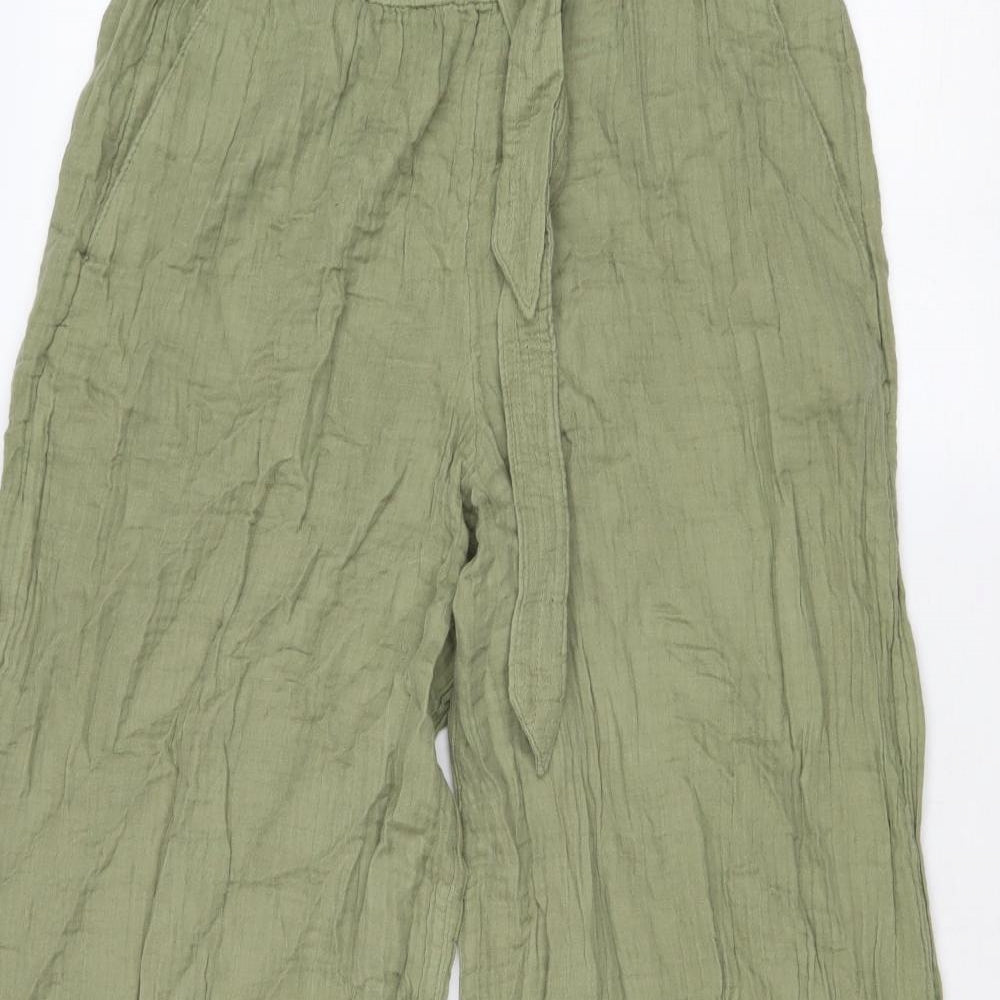 Per Una Womens Green Cotton Trousers Size 12 Regular