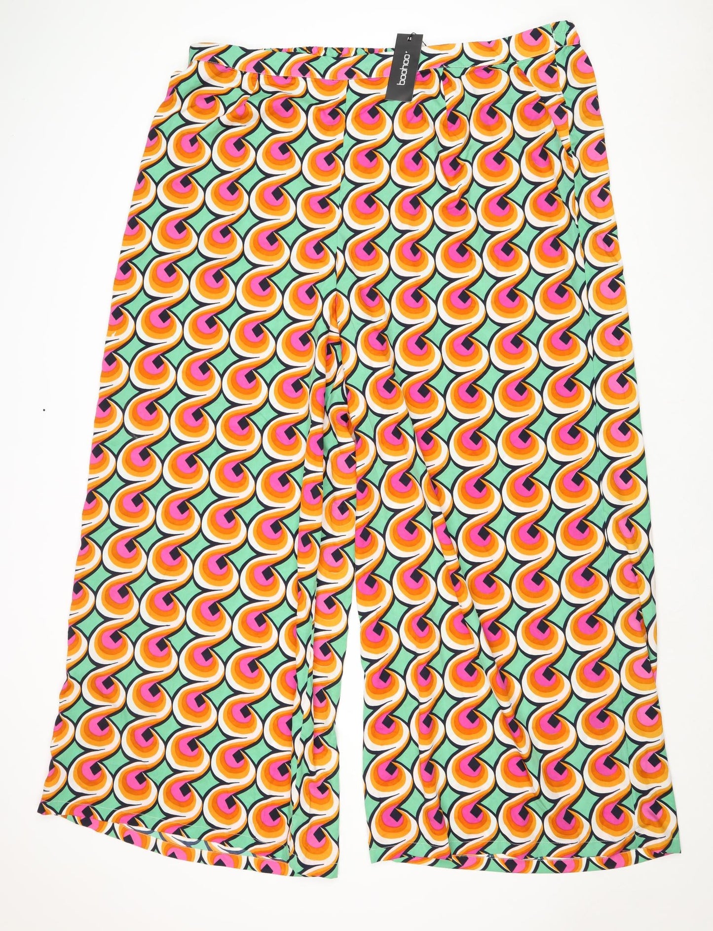 Boohoo Womens Multicoloured Geometric Polyester Trousers Size 26 Regular