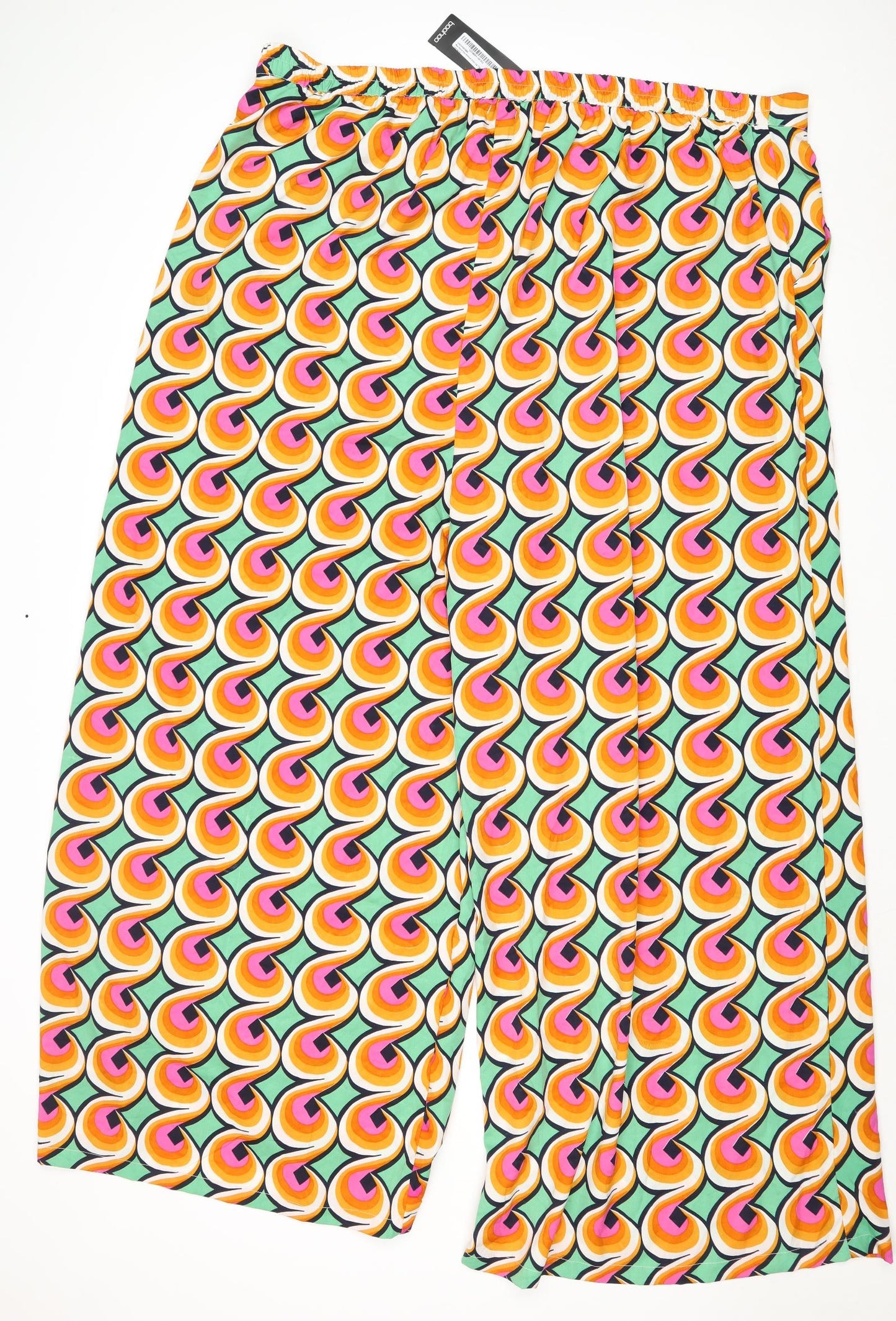 Boohoo Womens Multicoloured Geometric Polyester Trousers Size 26 Regular
