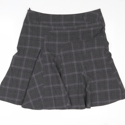 NEXT Womens Grey Plaid Polyester Skater Skirt Size 16 Zip