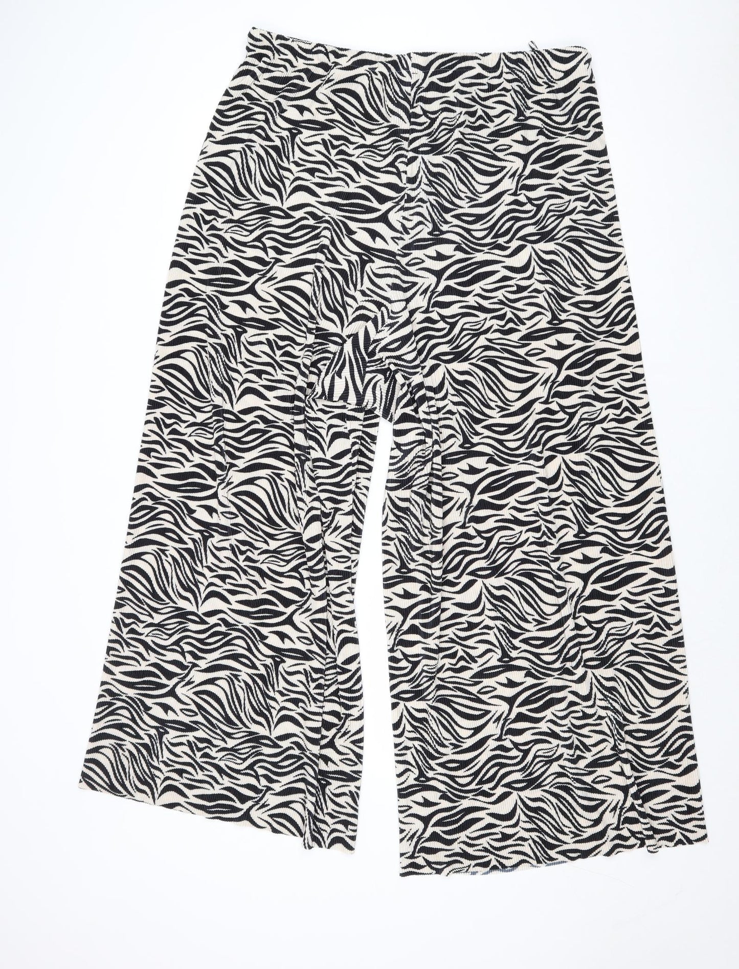 The Chic Hero Womens Black Geometric Polyester Trousers One Size Regular Drawstring