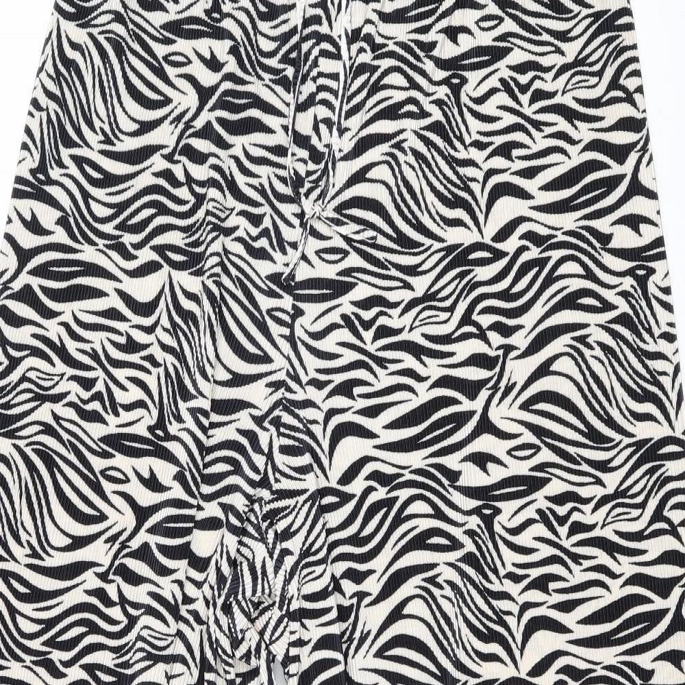The Chic Hero Womens Black Geometric Polyester Trousers One Size Regular Drawstring