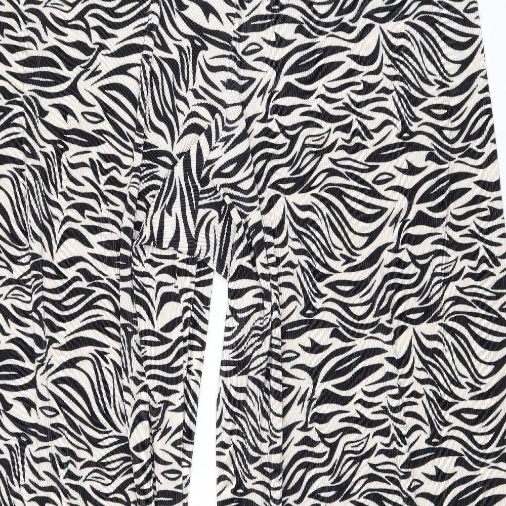 The Chic Hero Womens Black Geometric Polyester Trousers One Size Regular Drawstring