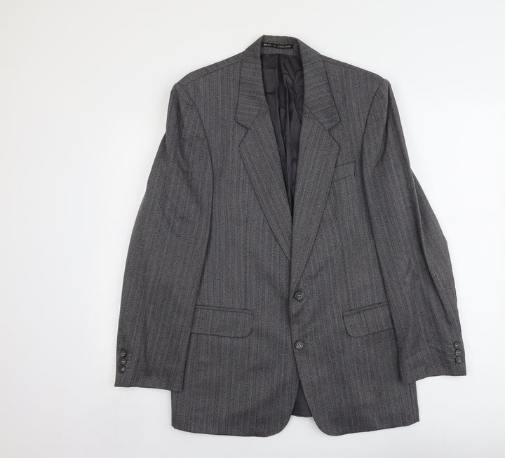 James Barry Mens Grey Striped Wool Jacket Suit Jacket Size M Regular
