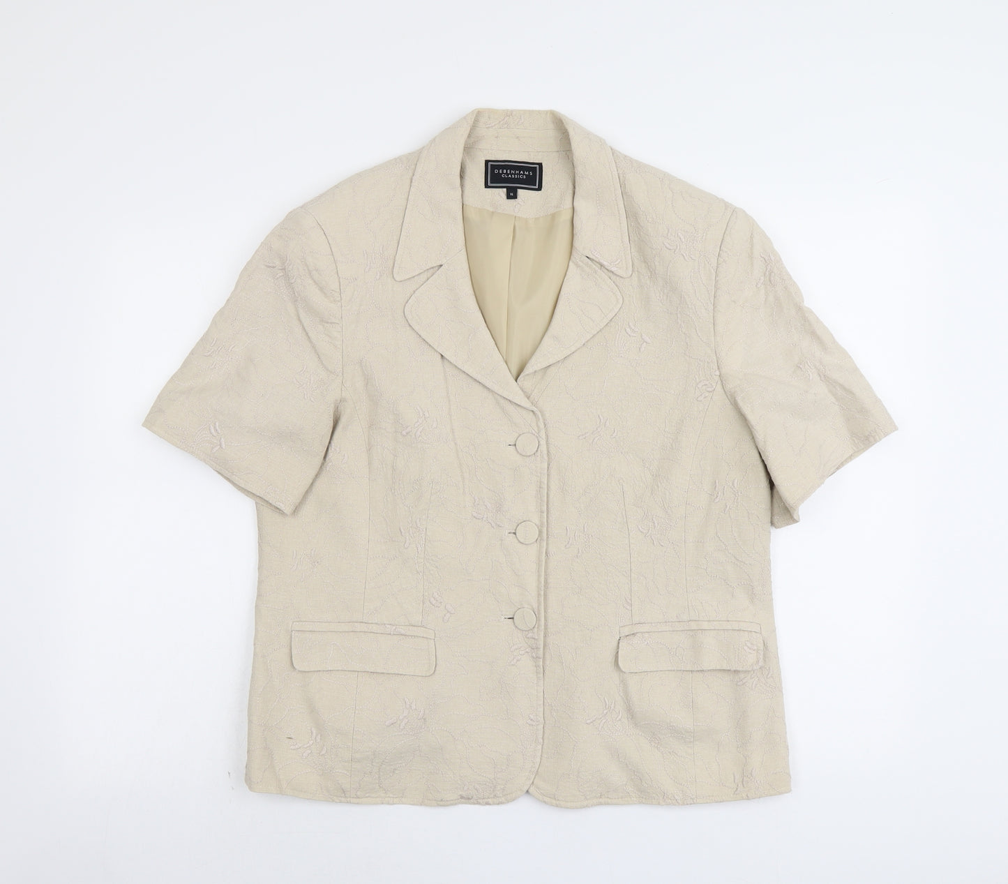 Debenhams Womens Beige Linen Jacket Blazer Size 16