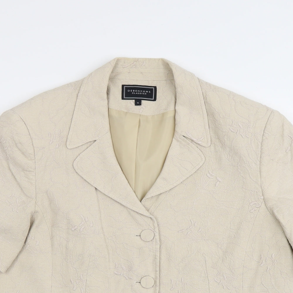 Debenhams Womens Beige Linen Jacket Blazer Size 16