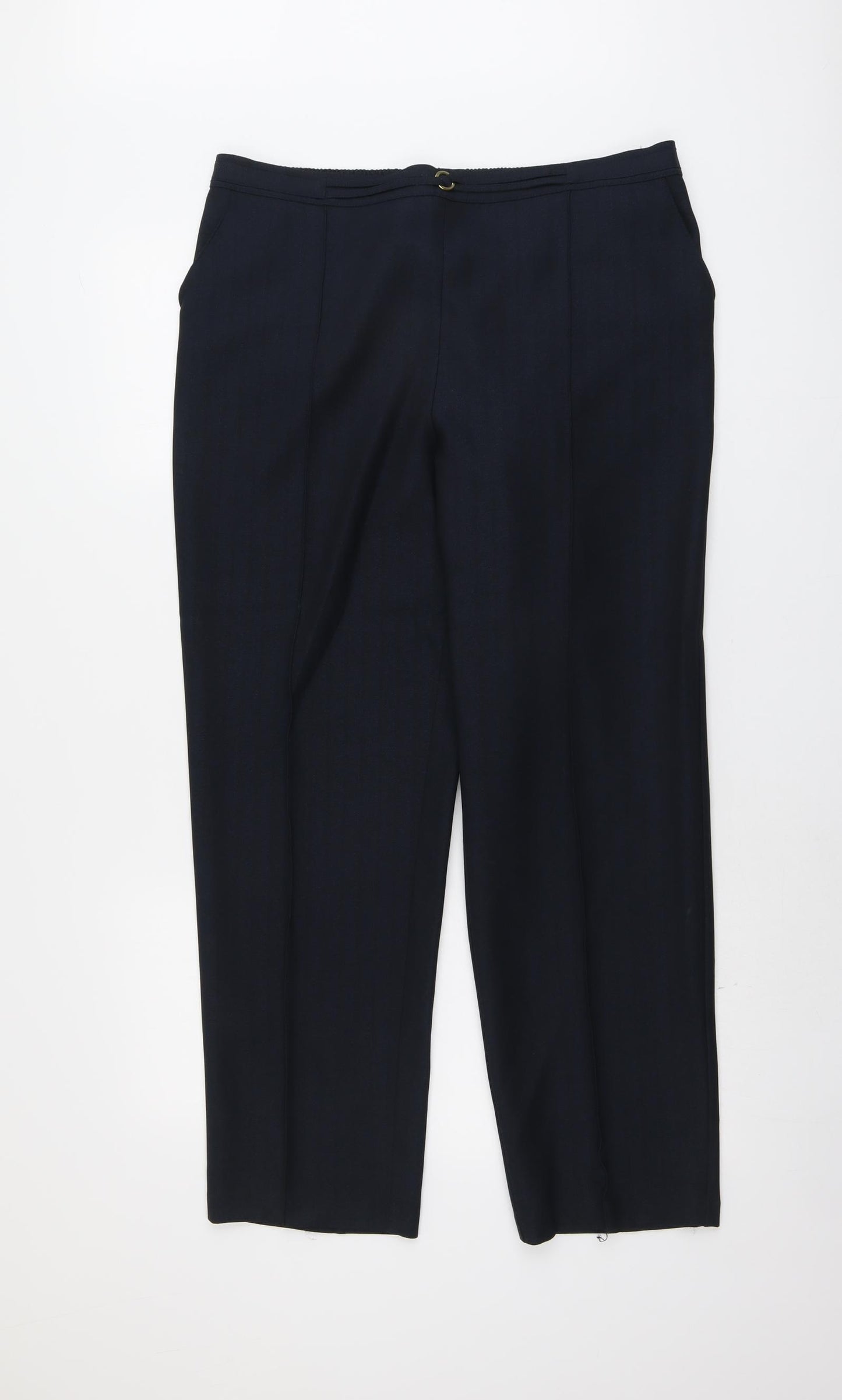 Marks and Spencer Womens Blue Polyester Trousers Size 14 L28 in Regular