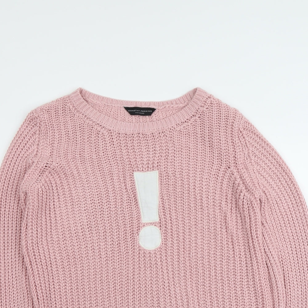 Dorothy Perkins Womens Pink Round Neck Acrylic Pullover Jumper Size 14 - Exclamation