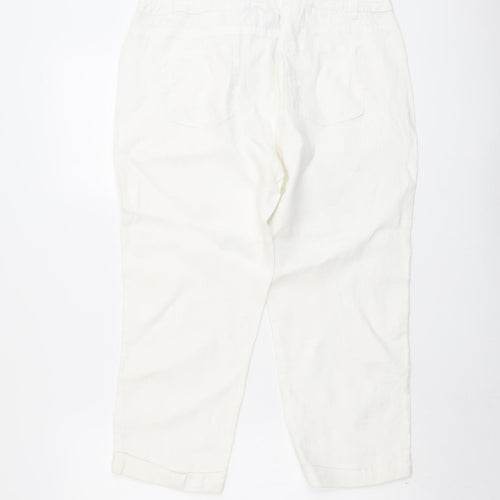 BC Clothing Womens White Linen Trousers Size 10 L23 in Regular Drawstring