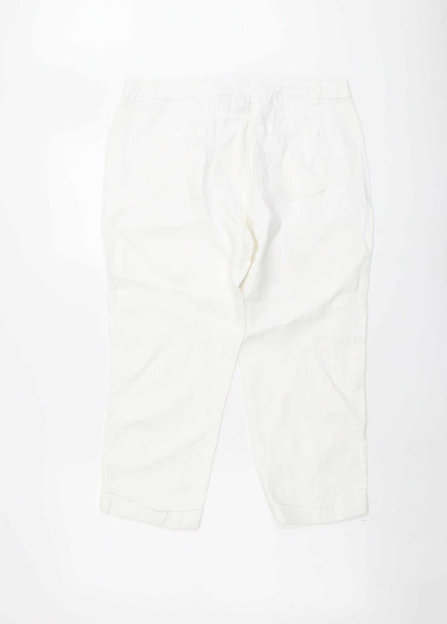 BC Clothing Womens White Linen Trousers Size 10 L23 in Regular Drawstring