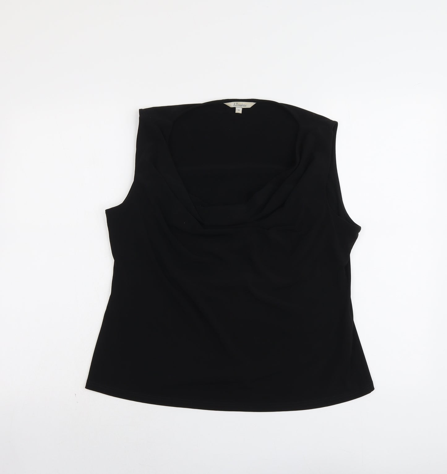 J. Taylor Womens Black Polyester Basic Tank Size 18 Cowl Neck