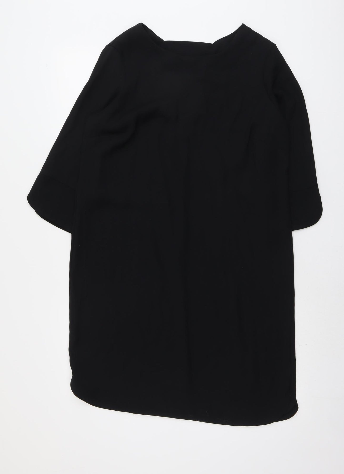 Marks and Spencer Womens Black Polyester Shift Size 12 Round Neck Pullover