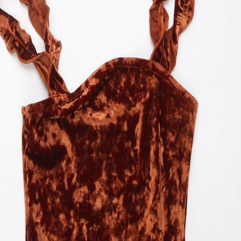 Urban Outfitters Womens Brown Polyester Bodysuit One-Piece Size S Pullover