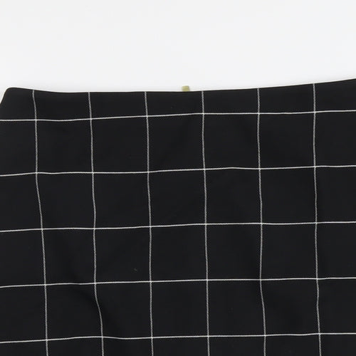 H&M Womens Black Geometric Polyester A-Line Skirt Size 8 Zip