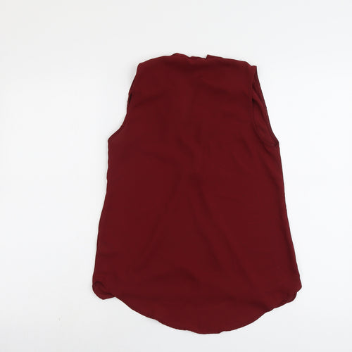 New Look Womens Red Polyester Basic Tank Size 6 V-Neck