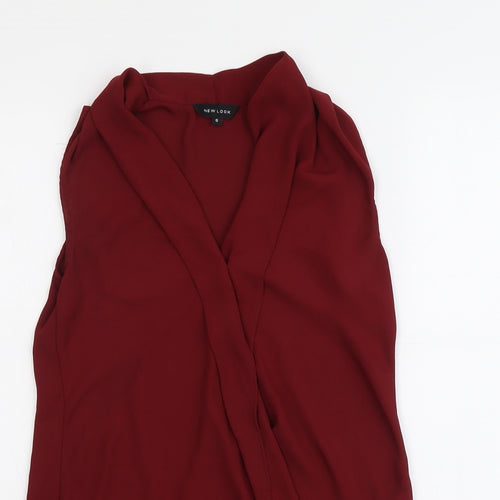 New Look Womens Red Polyester Basic Tank Size 6 V-Neck