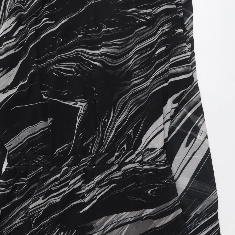 Religion Womens Black Geometric Polyester Skater Dress Size XL V-Neck Pullover