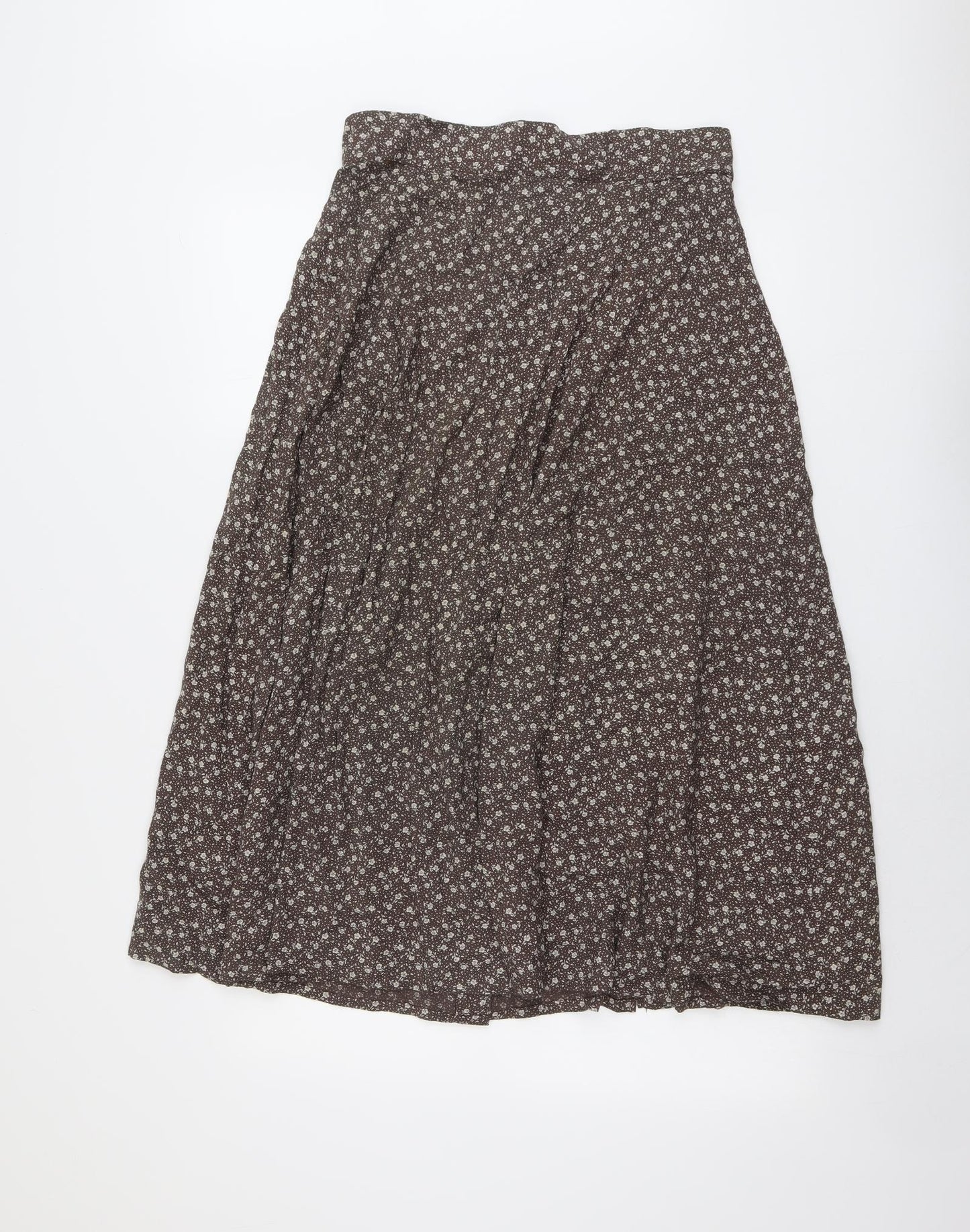 New Look Womens Brown Floral Viscose Peasant Skirt Size S Button