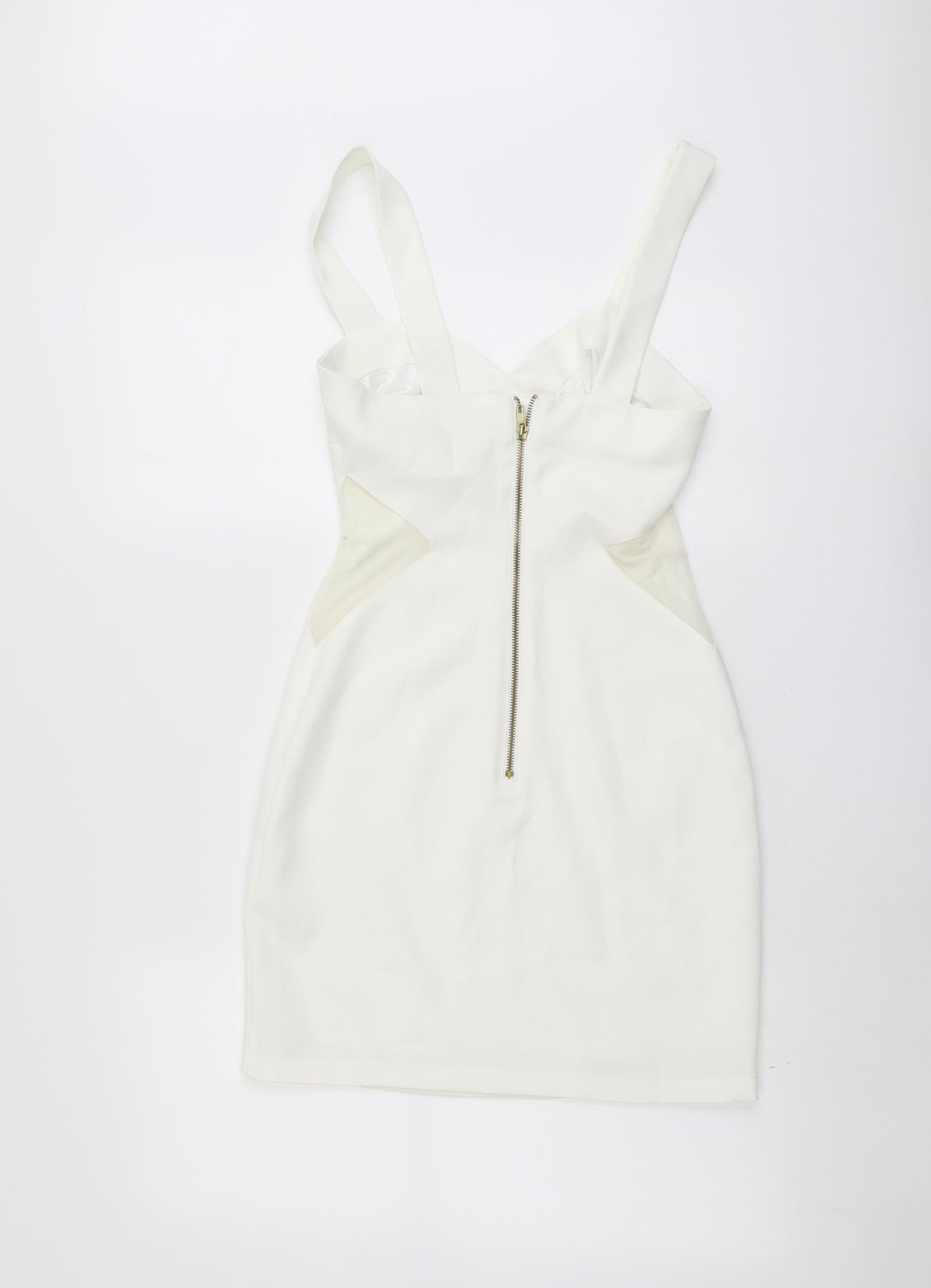 Arrogant Cat Womens Ivory Polyester Bodycon Size 8 Sweetheart Zip