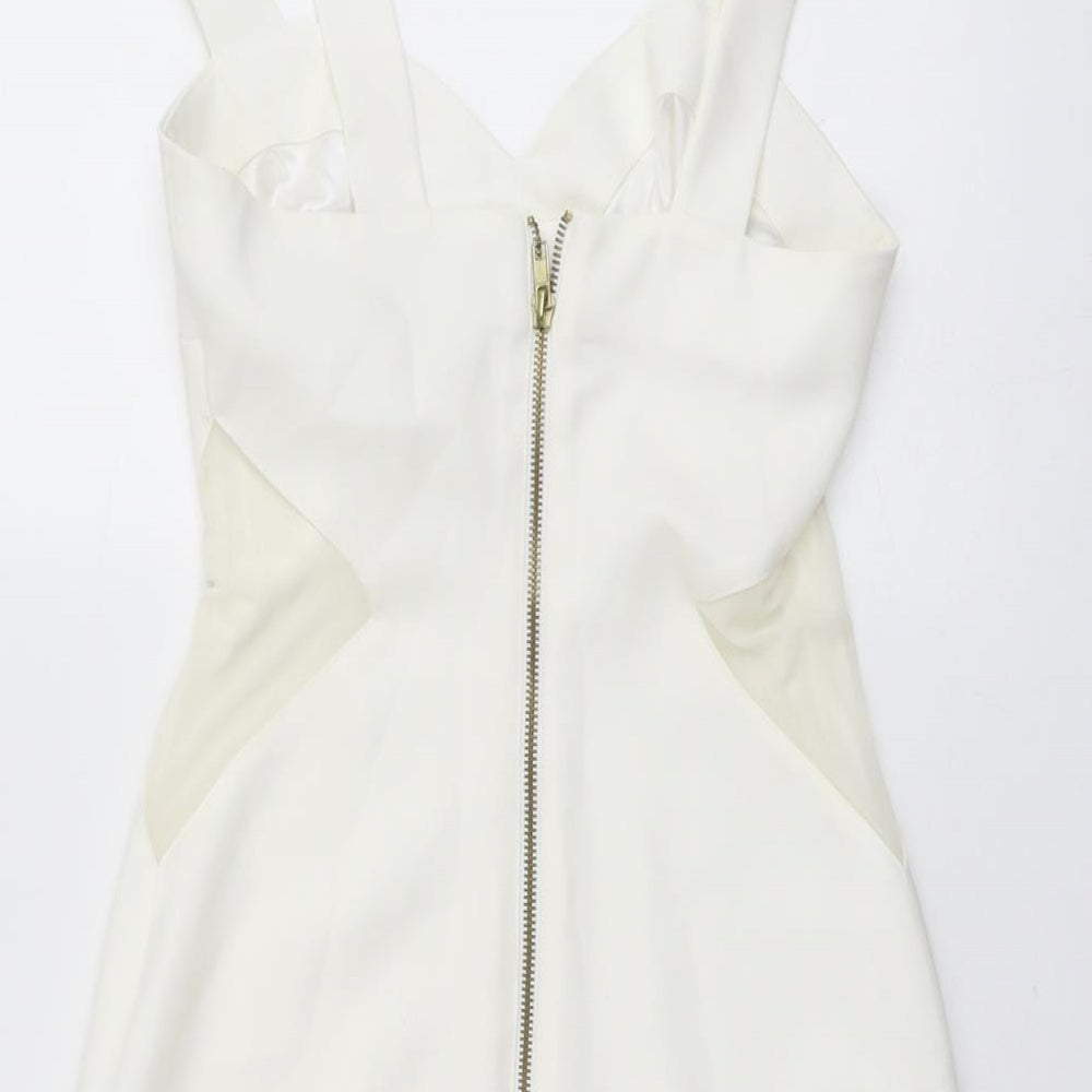 Arrogant Cat Womens Ivory Polyester Bodycon Size 8 Sweetheart Zip