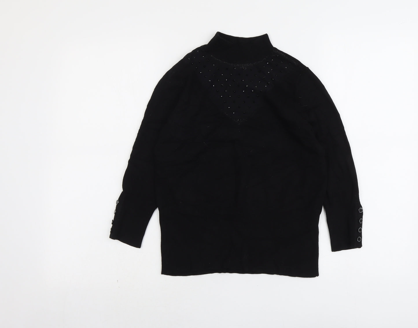 Star Womens Black High Neck Viscose Pullover Jumper Size 12