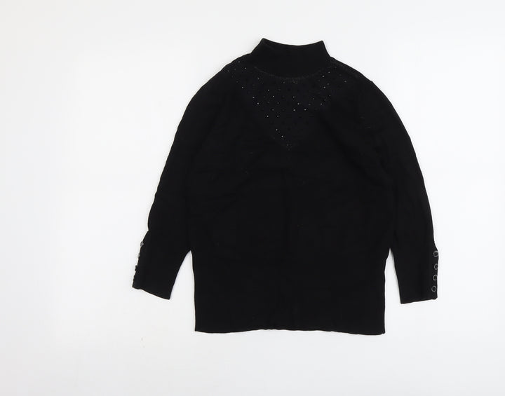 Star Womens Black High Neck Viscose Pullover Jumper Size 12