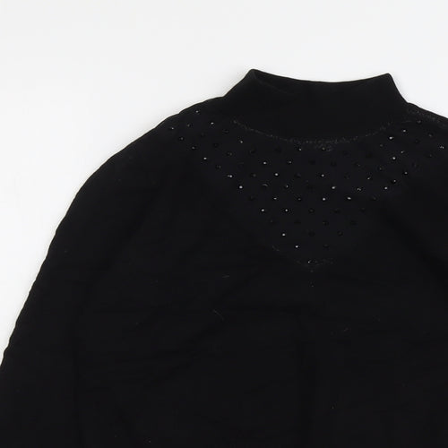 Star Womens Black High Neck Viscose Pullover Jumper Size 12