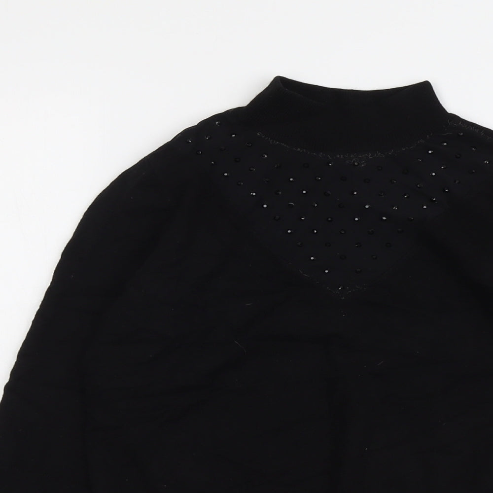 Star Womens Black High Neck Viscose Pullover Jumper Size 12